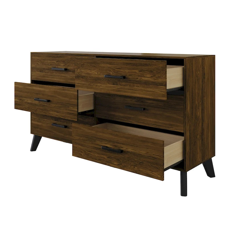 Commode en bois à 6 tiroirs avec glissières métalliques
