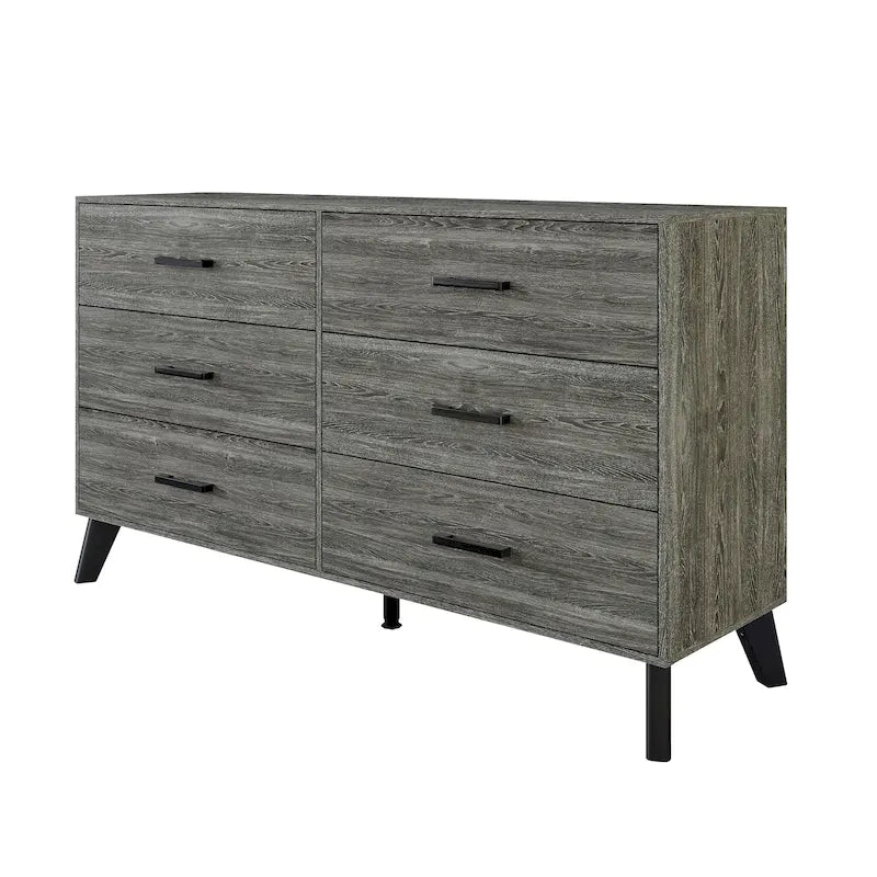 Commode en bois à 6 tiroirs avec glissières métalliques