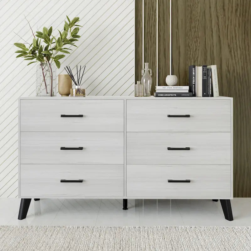 Commode en bois à 6 tiroirs avec glissières métalliques
