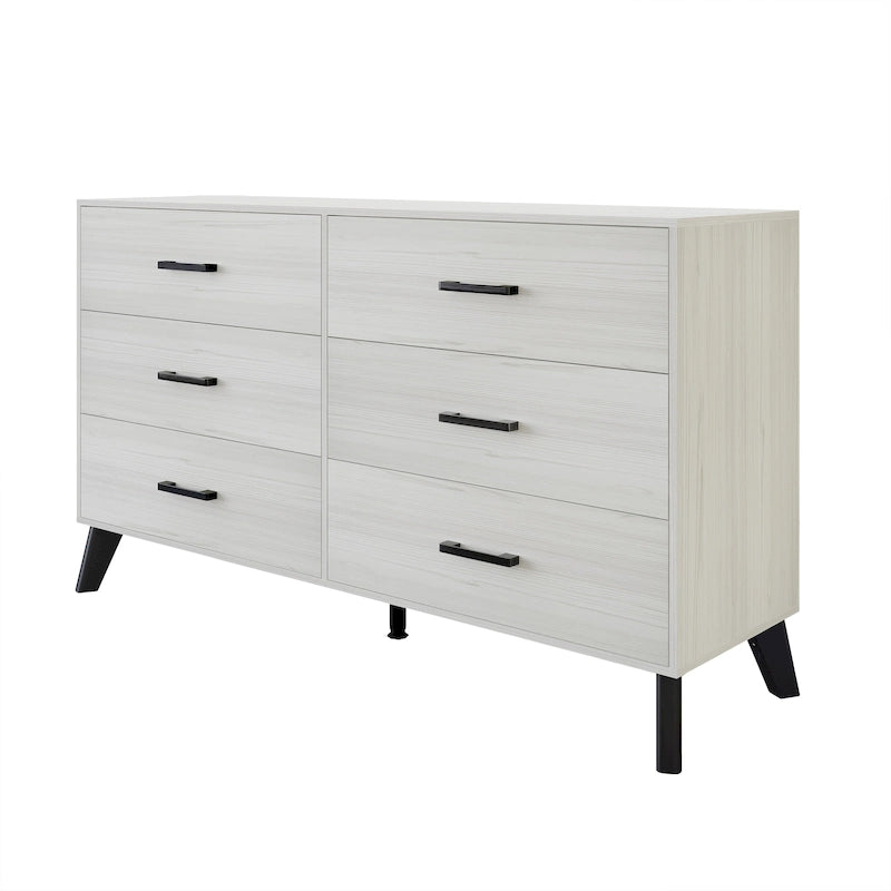 Commode en bois à 6 tiroirs avec glissières métalliques