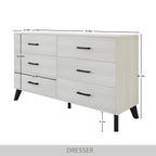 Commode en bois à 6 tiroirs avec glissières métalliques