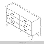 Commode en bois à 6 tiroirs avec glissières métalliques