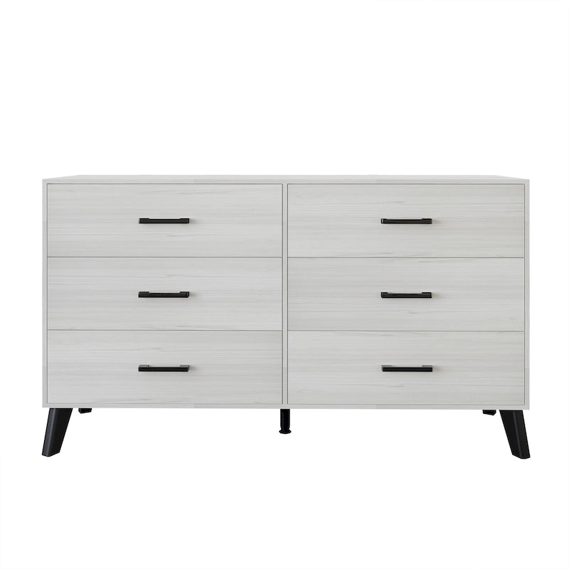 Commode en bois à 6 tiroirs avec glissières métalliques