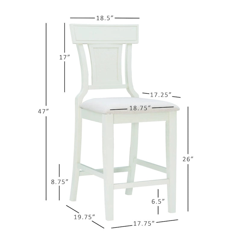 Tabouret de comptoir à dossier en rotin avec assise rembourrée