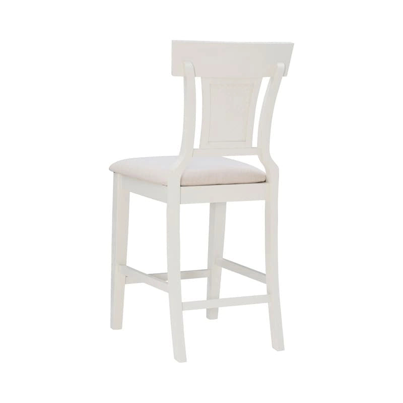 Tabouret de comptoir à dossier en rotin avec assise rembourrée