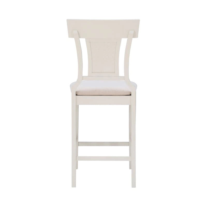Tabouret de comptoir à dossier en rotin avec assise rembourrée