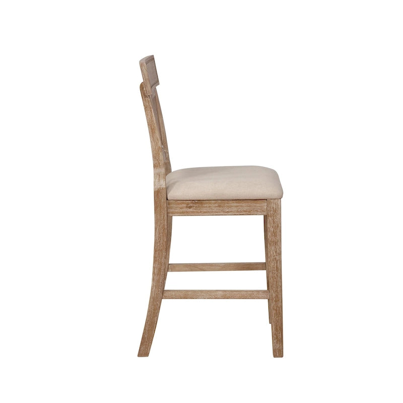 Tabouret de comptoir à dossier en rotin avec assise rembourrée