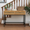 Console de 44" de large avec façade tissée et tiroirs
