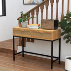 Console de 44" de large avec façade tissée et tiroirs