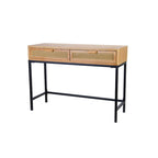 Console de 44" de large avec façade tissée et tiroirs