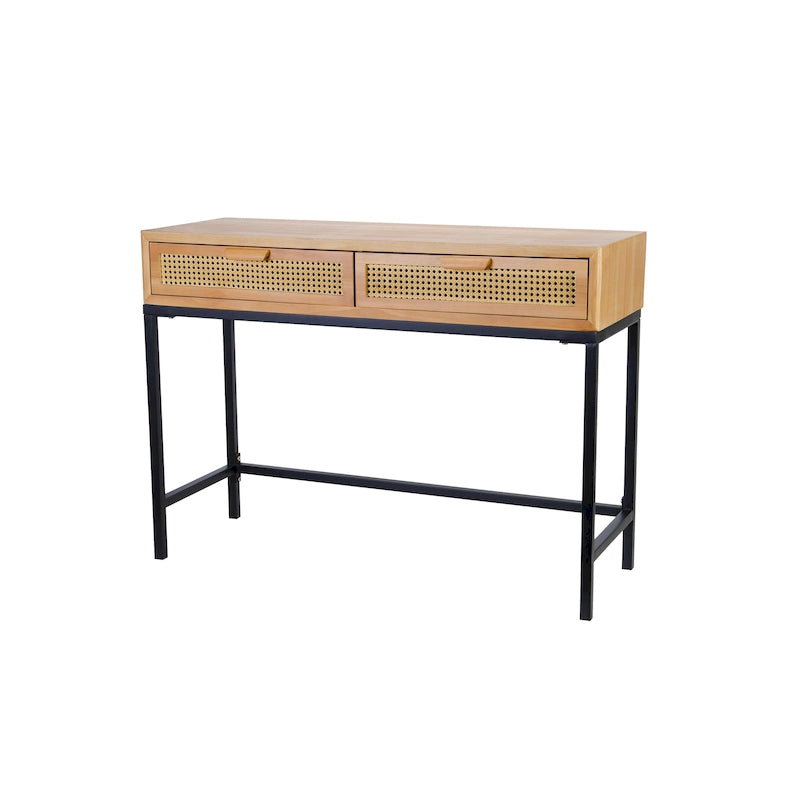 Console de 44" de large avec façade tissée et tiroirs