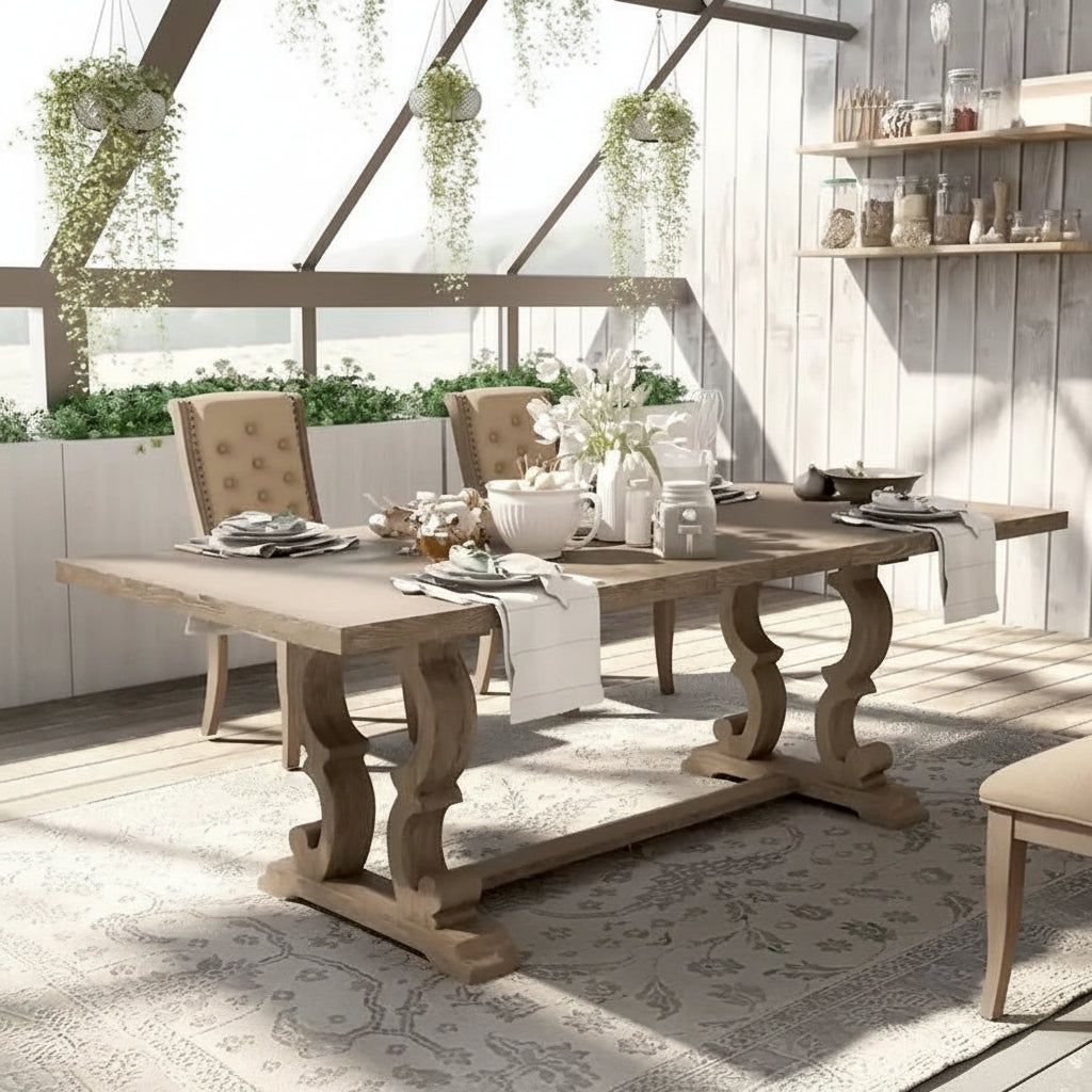 Table à manger extensible rustique en bois de 90 pouces