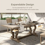 Table à manger extensible rustique en bois de 90 pouces