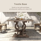 Table à manger extensible rustique en bois de 90 pouces
