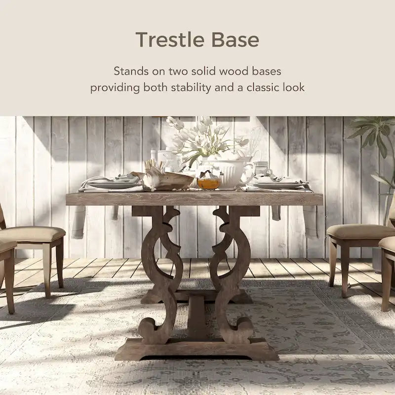 Table à manger extensible rustique en bois de 90 pouces