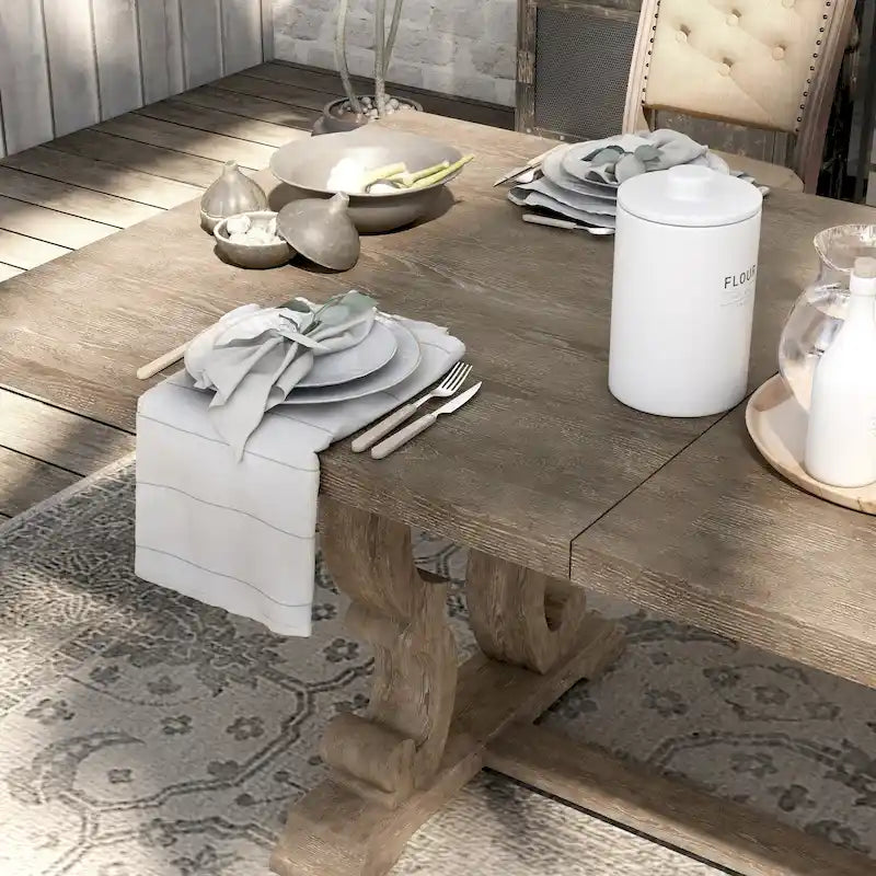 Table à manger extensible rustique en bois de 90 pouces
