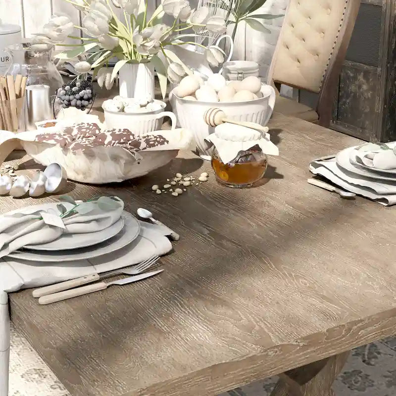 Table à manger extensible rustique en bois de 90 pouces