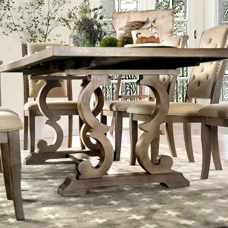 Table à manger extensible rustique en bois de 90 pouces