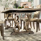 Table à manger extensible rustique en bois de 90 pouces