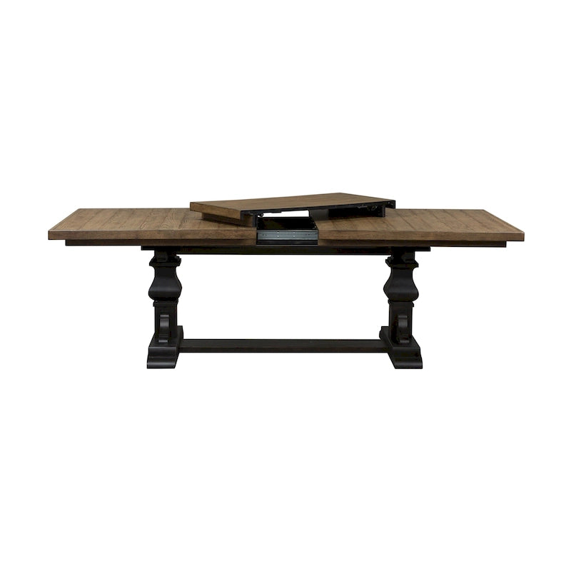 Table à manger sur tréteaux avec tableau noir