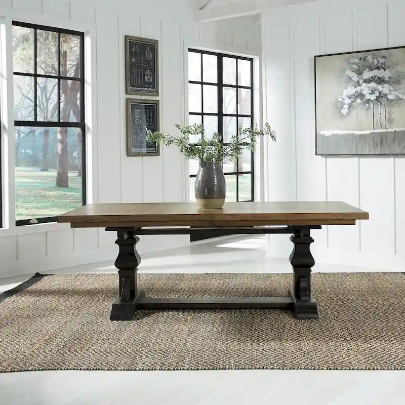 Table à manger sur tréteaux avec tableau noir