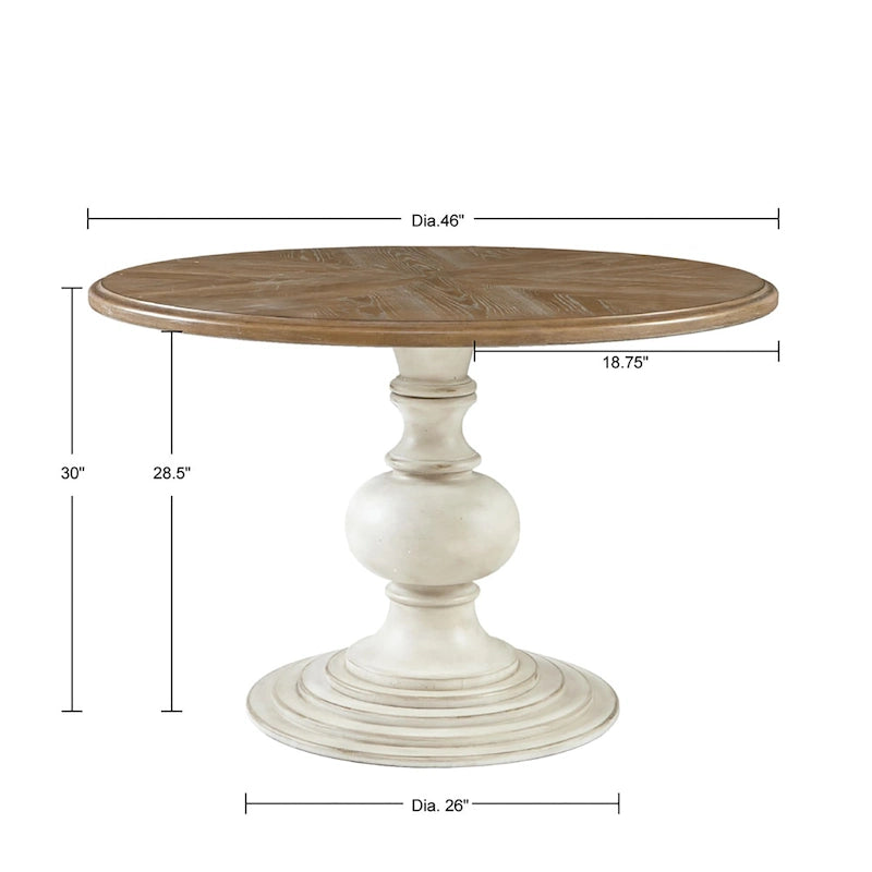 Table de salle à manger ronde à pied central de 117 cm