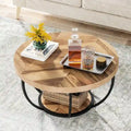 Table basse ronde à 2 niveaux avec étagère de rangement