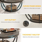 Table basse ronde à 2 niveaux avec étagère de rangement