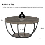Table basse ronde à 2 niveaux avec étagère de rangement