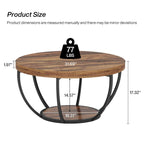 Table basse ronde à 2 niveaux avec étagère de rangement