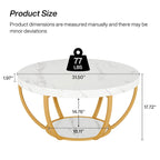Table basse ronde à 2 niveaux avec étagère de rangement