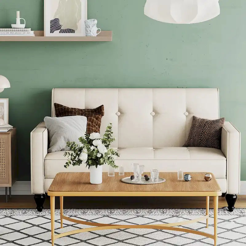 Petit canapé-causeuse avec pieds en métal pour salon et petits espaces