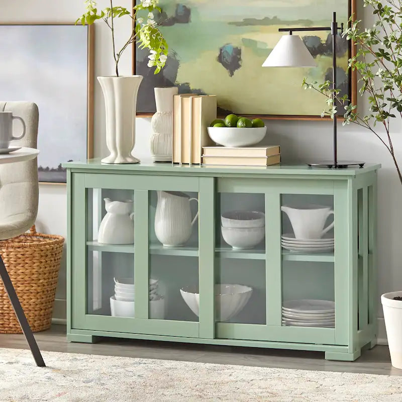 Vaisselier empilable à portes coulissantes en verre