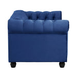 Causeuse Chesterfield en velours avec capitonnage, garniture cloutée et pieds en bois massif