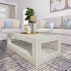 Table basse rectangulaire avec étagère inférieure