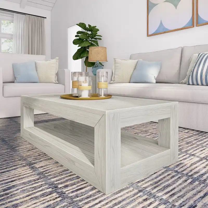 Table basse rectangulaire avec étagère inférieure