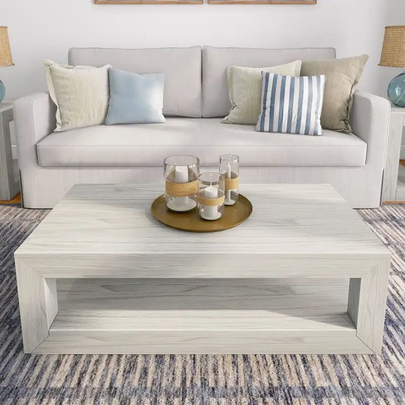 Table basse rectangulaire avec étagère inférieure