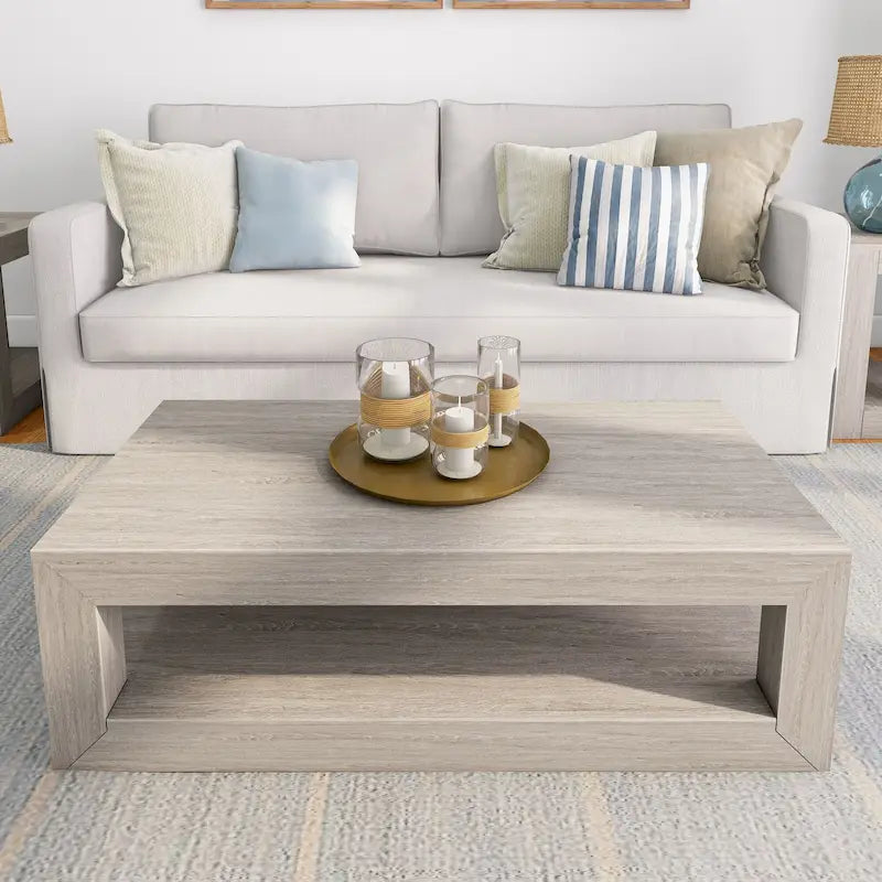 Table basse rectangulaire avec étagère inférieure