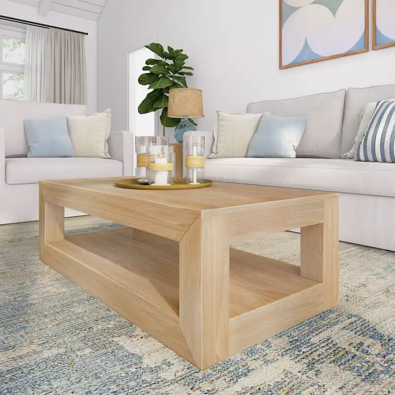 Table basse rectangulaire avec étagère inférieure