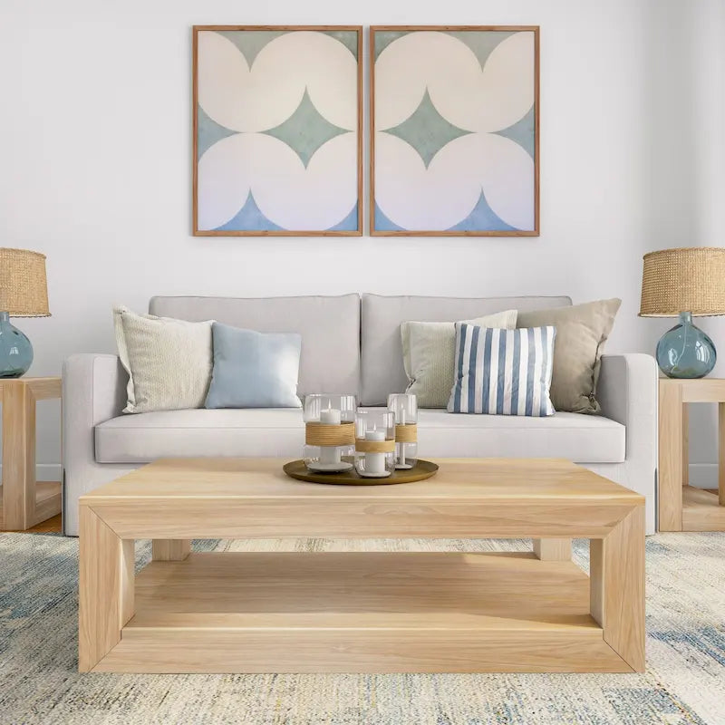 Table basse rectangulaire avec étagère inférieure