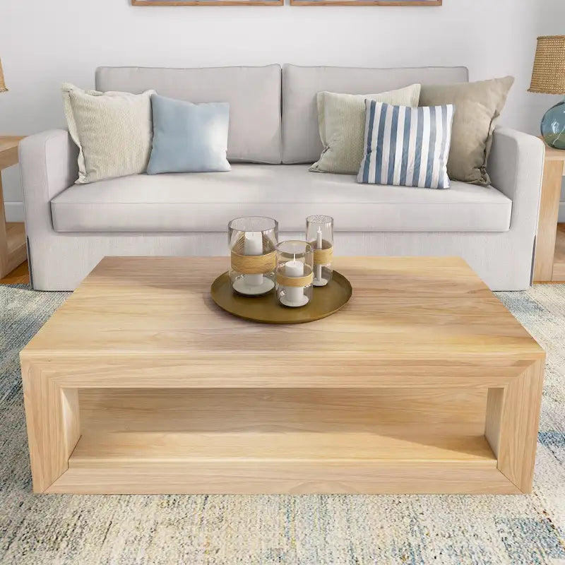 Table basse rectangulaire avec étagère inférieure