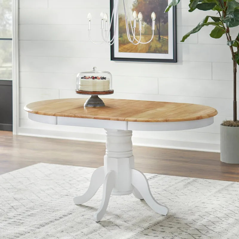 Table de salle à manger en bois massif de style ferme avec rallonge
