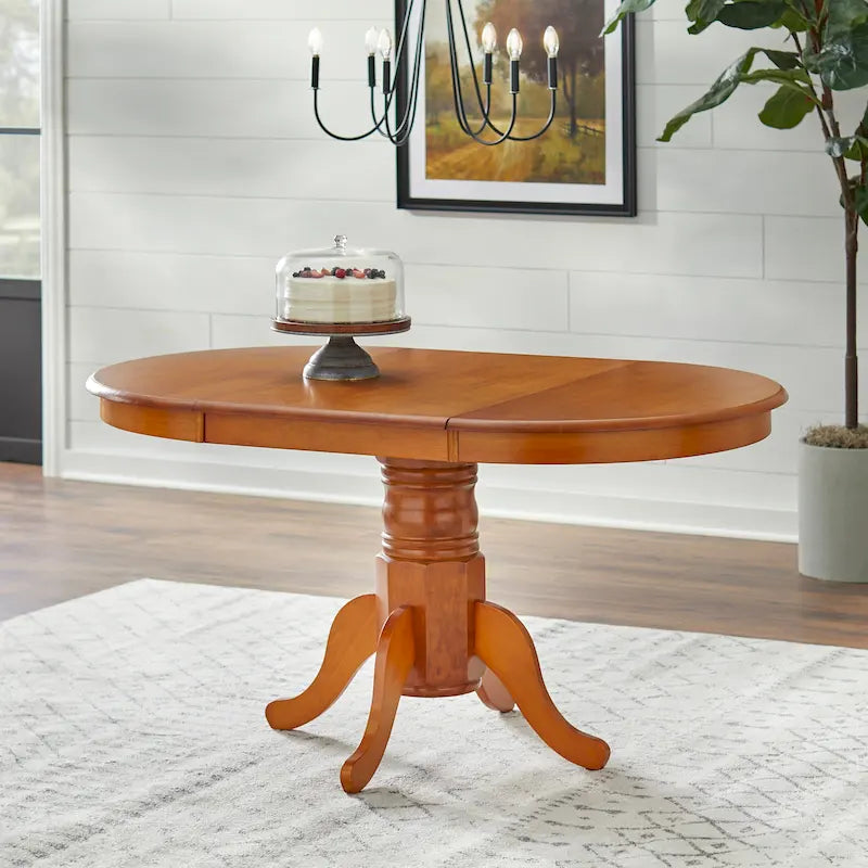 Table de salle à manger en bois massif de style ferme avec rallonge