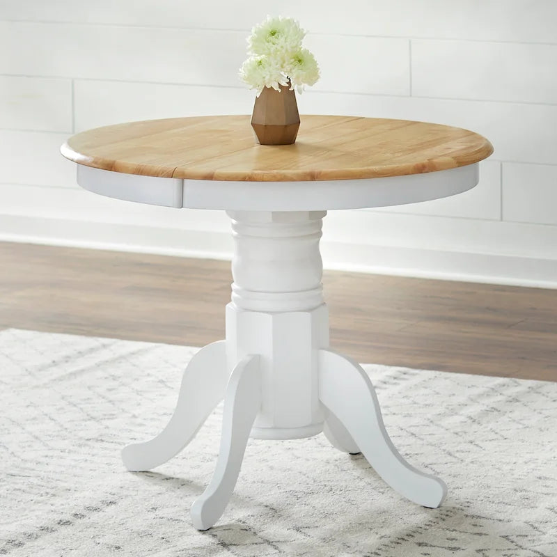 Table de salle à manger en bois massif de style ferme avec rallonge