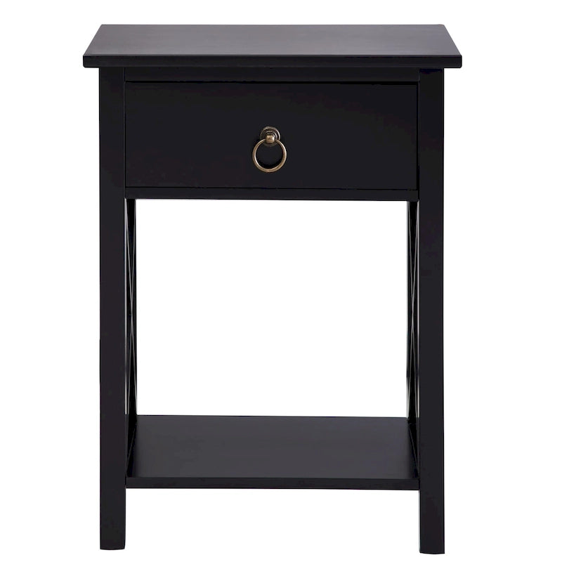Table de chevet en bois avec tiroir et étagère ouverte
