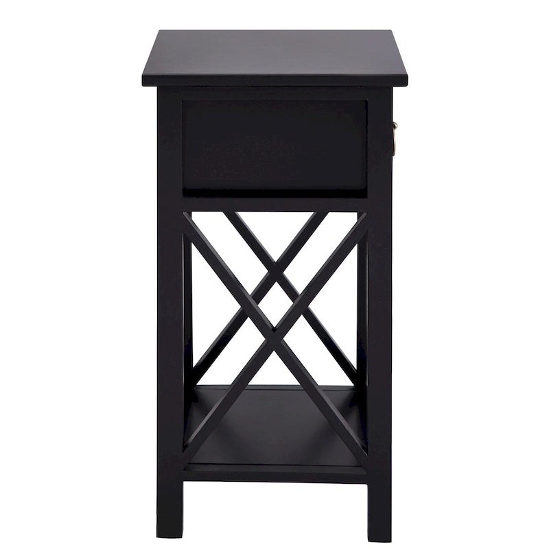 Table de chevet en bois avec tiroir et étagère ouverte