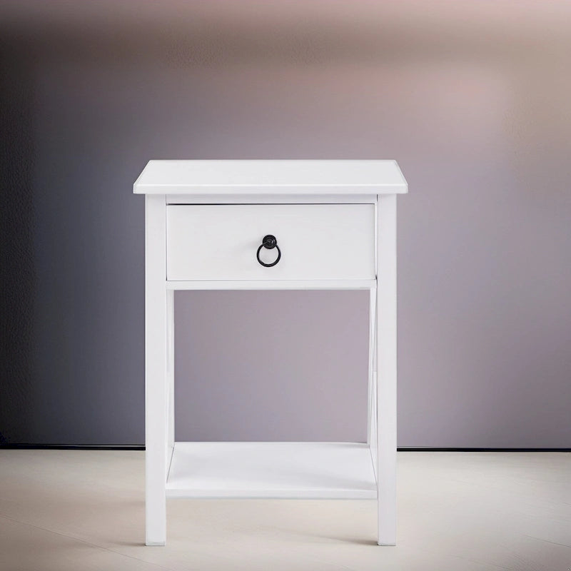 Table de chevet en bois avec tiroir et étagère ouverte