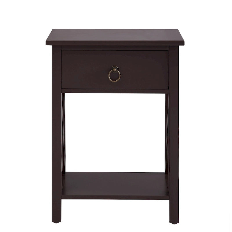 Table de chevet en bois avec tiroir et étagère ouverte