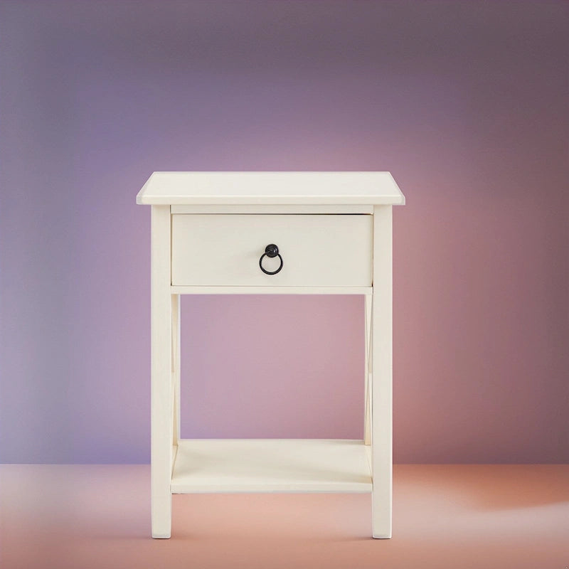 Table de chevet en bois avec tiroir et étagère ouverte