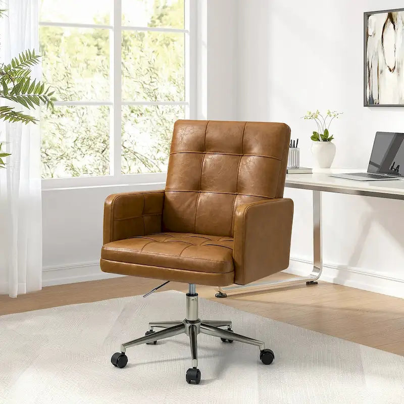 Chaise de bureau capitonnée à hauteur réglable avec 5 roulettes